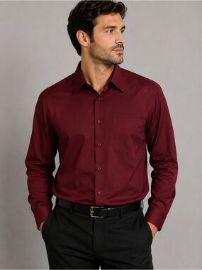 Agenda Micro Fibre Men’s Burgundy Long Sleeve Dress Shirt 
15-15.5 neck